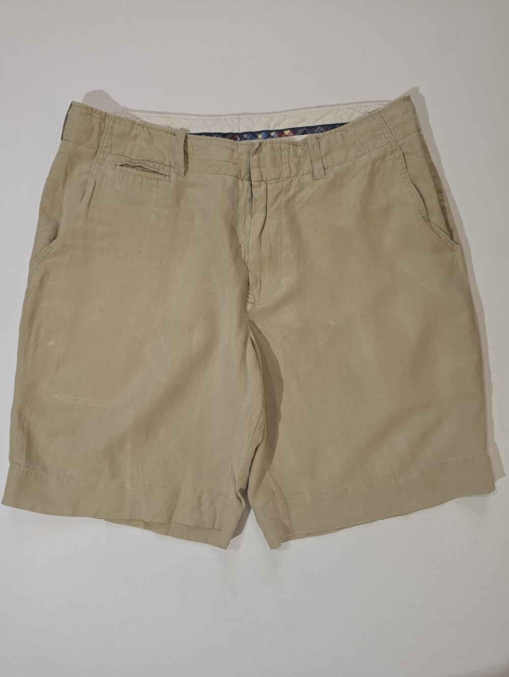 Polo Ralph Lauren Linen Silk Shorts Mens Size 34 Beige Lightweight Luxury (Flaw)